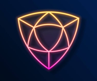 Parlayan neon çizgisi simgesi siyah arkaplanda izole edildi. Mücevher sembolü. Mücevher taşı. Vektör