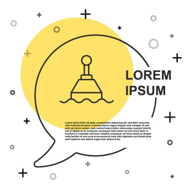 Beyaz arka planda izole edilmiş deniz ikonu üzerinde yüzen siyah şamandıra. Rastgele dinamik şekiller. Vektör