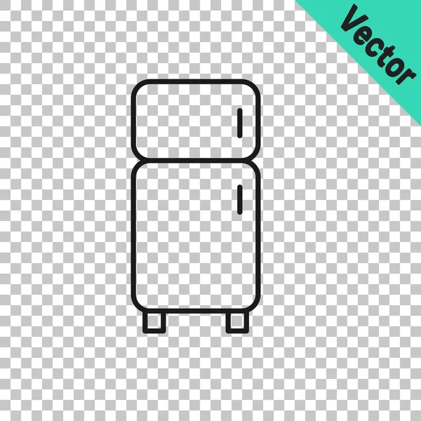 Black line Refrigerator icon isolated on transparent background. Fridge freezer refrigerator. Household tech and appliances. Vector — Stock Vector