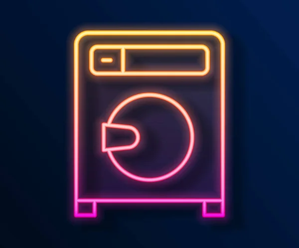 Gloeiende neon lijn Washer icoon geïsoleerd op zwarte achtergrond. Wasmachine icoon. Wasmachine - wasmachine. Huishoudapparaat symbool. Vector — Stockvector