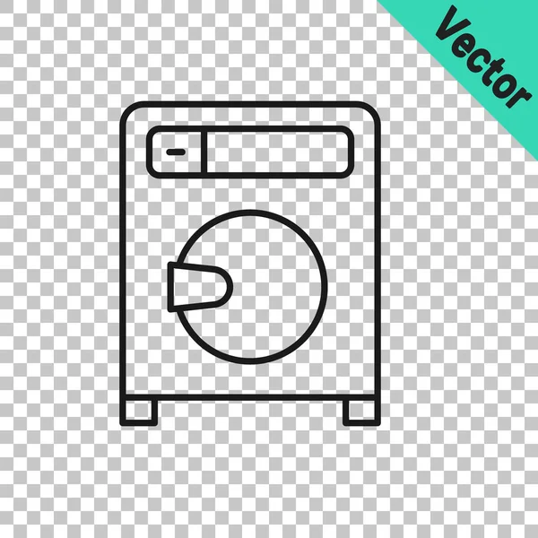 Washer icon på svart linje isolert på gjennomsiktig bakgrunn. Vaskemaskinikon. Vaskemaskin - vaskemaskin. Symbol for hjemmeutstyr. Vektor – stockvektor