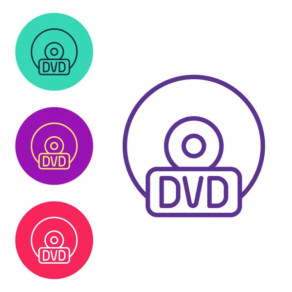 Ορισμός εικονιδίου δίσκου γραμμής CD ή DVD που απομονώνεται σε λευκό φόντο. Συμπαγές σήμα δίσκου. Ορισμός εικονίδια πολύχρωμα. Διάνυσμα — Διανυσματικό Αρχείο