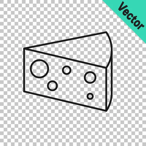 Schwarze Linie Käse-Symbol isoliert auf transparentem Hintergrund. Vektor — Stockvektor