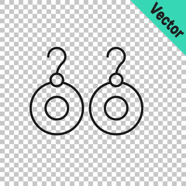 Pendientes de línea negra icono aislado sobre fondo transparente. Accesorios de joyería. Vector — Vector de stock