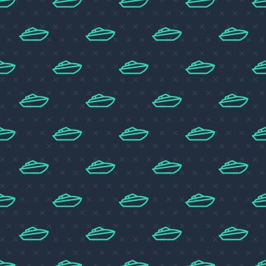 Yeşil çizgi sürat teknesi simgesi mavi arka planda izole edilmiş. Vektör