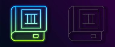 Parlayan neon çizgi Kitap simgesi siyah arkaplanda izole edildi. Üçüncü cilt. Vektör