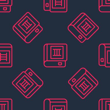 Kırmızı çizgi Kitap simgesi siyah arkaplanda izole edilmiş. Üçüncü cilt. Vektör