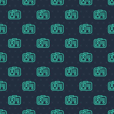 Yeşil çizgi taksi sürücüsü lisans simgesi mavi arka planda izole edilmiş pürüzsüz desen. Vektör