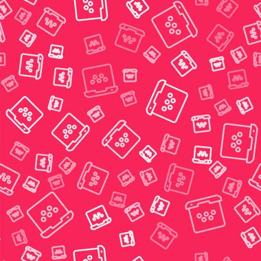 Beyaz çizgi Taksi mobil uygulama simgesi kırmızı arkaplanda izole edilmiş kusursuz desen. Mobil uygulama taksisi. Vektör