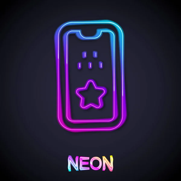Žhnoucí Neonová Linka Taxi Mobilní Aplikace Ikona Izolované Černém Pozadí — Stockový vektor