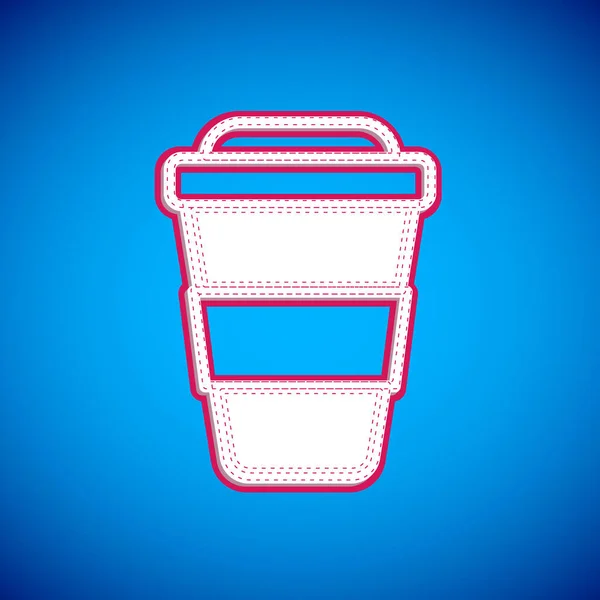 Taza de café blanco para ir icono aislado sobre fondo azul. Vector — Vector de stock