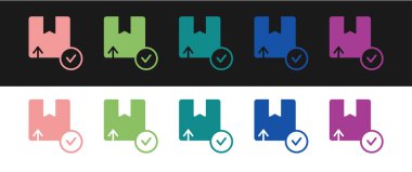 Karton kutu simgesini siyah beyaz arkaplanda izole et. Kutu, paket, paket işareti. Teslimat ve ambalaj. Vektör