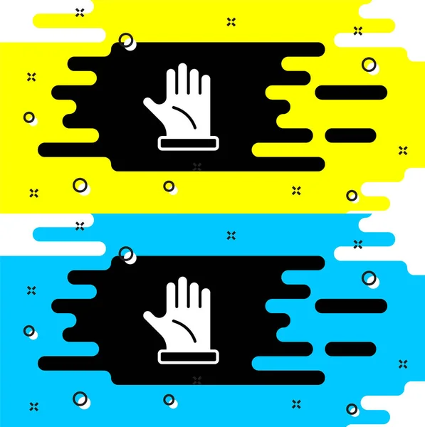 Witte imker handschoen pictogram geïsoleerd op zwarte achtergrond. Vector — Stockvector