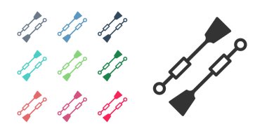 Siyah kürekler veya kürekler beyaz arka planda izole edilmiş tekne simgesi. Simgeleri renklendirin. Vektör