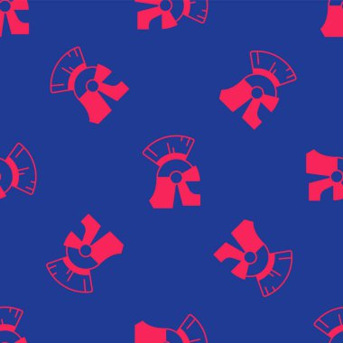 Kızıl Roma askeri miğfer ikonu mavi arka planda kusursuz desen izole etti. Vektör