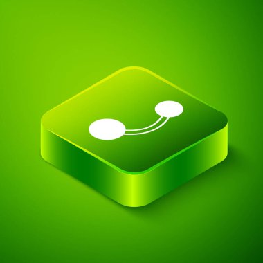 Isometric Piercing simgesi yeşil arkaplanda izole edildi. Yeşil kare düğmesi. Vektör