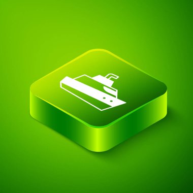 Isome sürat teknesi simgesi yeşil arkaplanda izole edildi. Yeşil kare düğmesi. Vektör