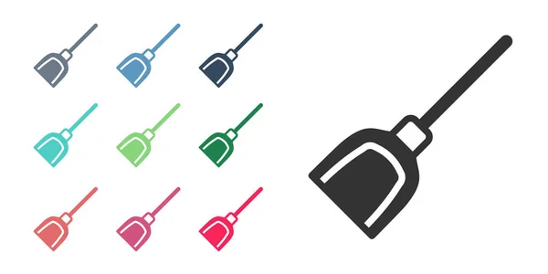 Icono de Black Dustpan aislado sobre fondo blanco. Servicios de limpieza de palas. Establecer iconos de colores. Vector — Vector de stock