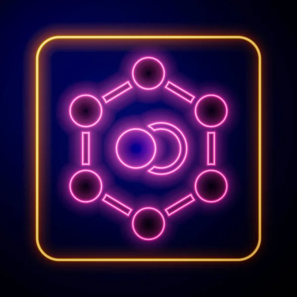 Glödande neon molekyl ikon isolerad på svart bakgrund. Strukturen av molekyler i kemi, vetenskapslärare innovativa pedagogiska affisch. Vektor — Stock vektor