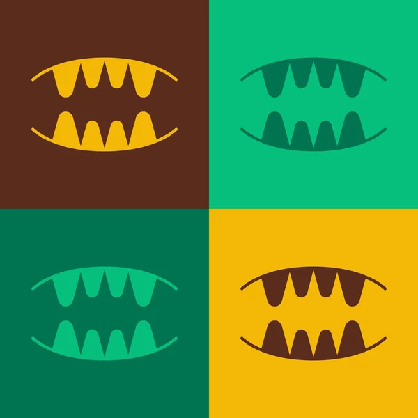 Pop art icona denti di vampiro isolato su sfondo a colori. Buona festa di Halloween. Vettore — Vettoriale Stock