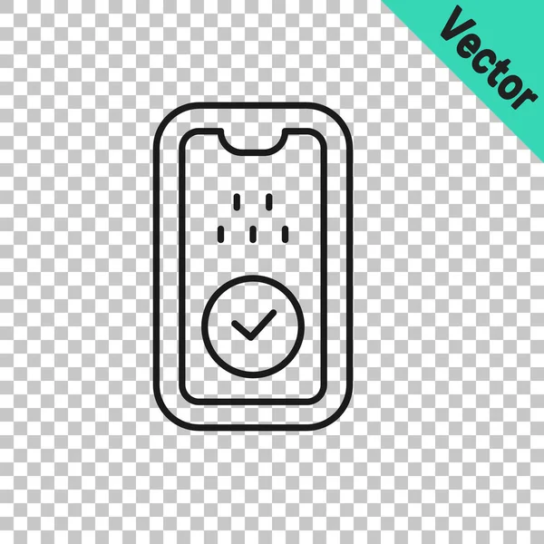 Black Line Taxi Mobile App Symbol isoliert auf transparentem Hintergrund. Mobile Anwendung Taxi. Vektor — Stockvektor
