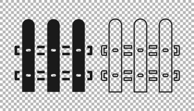 Siyah Bahçe çiti ahşap ikonu şeffaf arkaplanda izole edilmiş. Vektör