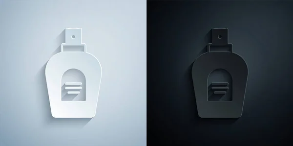 Pappersklipp Parfym ikon isolerad på grå och svart bakgrund. Papperskonst. Vektor — Stock vektor