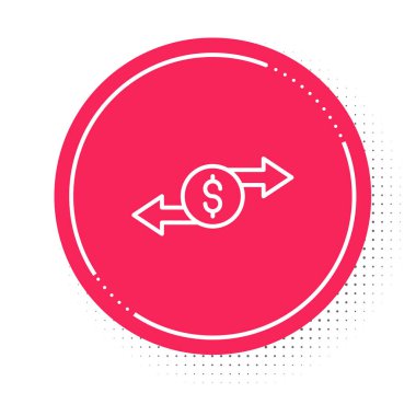 Beyaz hat Para Takas simgesi beyaz arka planda izole. Para transferi sembolü. Bankacılık işareti. Kırmızı daire düğmesi. Vektör