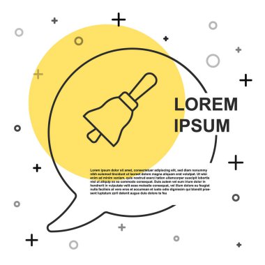 Siyah çizgi zil simgesi beyaz arkaplanda izole edildi. Alarm sembolü, servis zili, el zili işareti, uyarı sembolü. Rastgele dinamik şekiller. Vektör