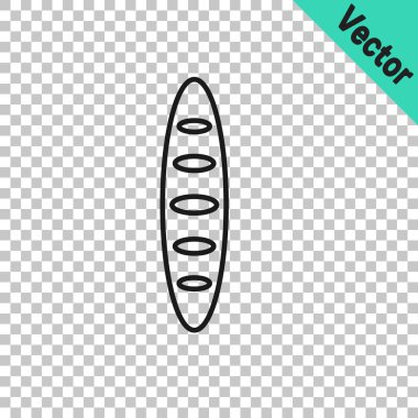 Şeffaf arka planda izole edilmiş siyah çizgili Fransız baget ekmeği ikonu. Vektör