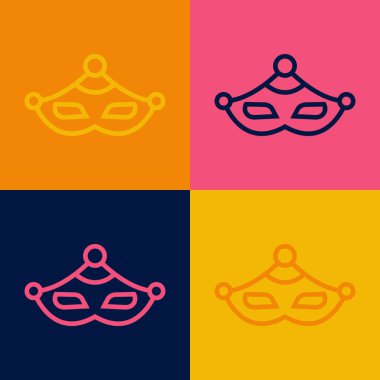 Pop Sanat Çizgisi Karnaval Maskesi simgesi renk arkaplanında izole edildi. Maskeli balo maskesi. Vektör