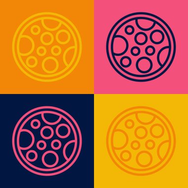 Pop Art Line Pizza simgesi renk arkaplanında izole edildi. Fast food menüsü. Vektör