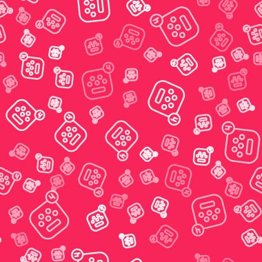 Beyaz çizgi Taksi mobil uygulama simgesi kırmızı arkaplanda izole edilmiş kusursuz desen. Mobil uygulama taksisi. Vektör