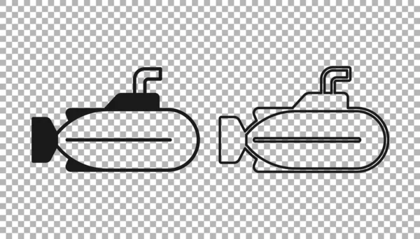 Schwarzes U-Boot-Symbol isoliert auf transparentem Hintergrund. Militärschiff. Vektor — Stockvektor