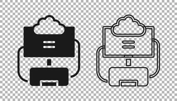 Icono de base de datos Black Cloud aislado sobre fondo transparente. Concepto de computación en nube. Servicio digital o aplicación con transferencia de datos. Vector — Archivo Imágenes Vectoriales