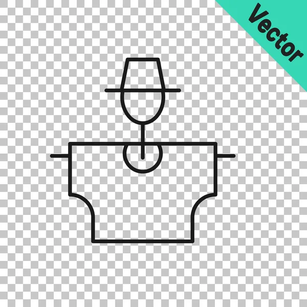 Schwarze Linie Vogelscheuche Symbol isoliert auf transparentem Hintergrund. Vektor — Stockvektor