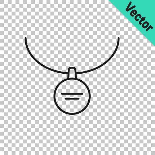 Black line Locket on necklace icon isolated on transparent background. Vector — Stock Vector