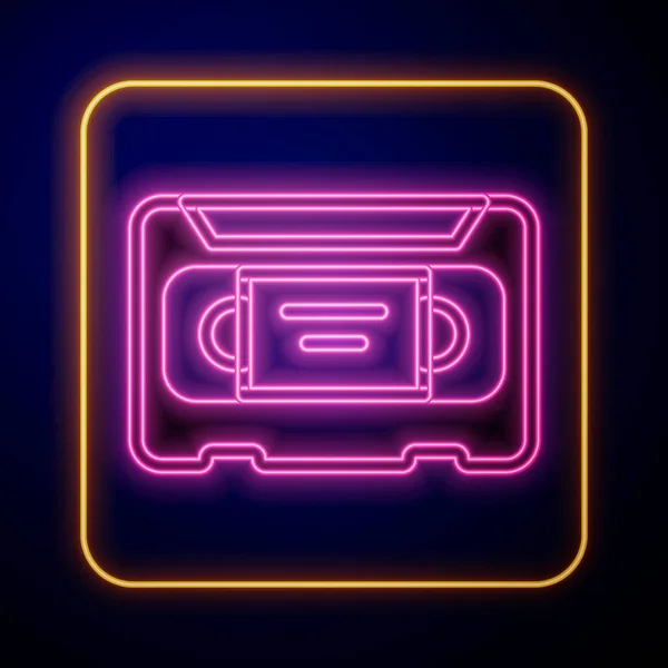 Светящаяся неоновая видеокассетная лента, изолированная на черном фоне. Вектор — стоковый вектор