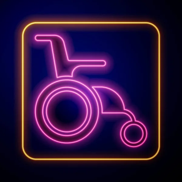 黒の背景に孤立した障害者アイコンのためのネオン車椅子を光る。ベクトル — ストックベクタ
