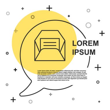 Siyah çizgi Zarf simgesi beyaz arkaplanda izole edildi. Mesaj konsepti alındı. Yeni, e-posta gelen mesaj, SMS. Posta servisi. Rastgele dinamik şekiller. Vektör