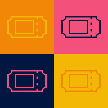 Pop Art Line Sinema bileti ikonu renk arka planında izole edildi. Vektör