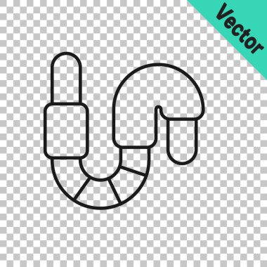 Siyah çizgi solucanı simgesi şeffaf arkaplanda izole edildi. Balık oltası. Vektör