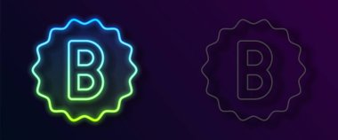 Parlayan neon hattı sınav kağıdı. Yanlış cevapları içeren araştırma simgesi. Siyah arkaplanda izole edilmiş. Test sonuçlarının kötü notu. Vektör