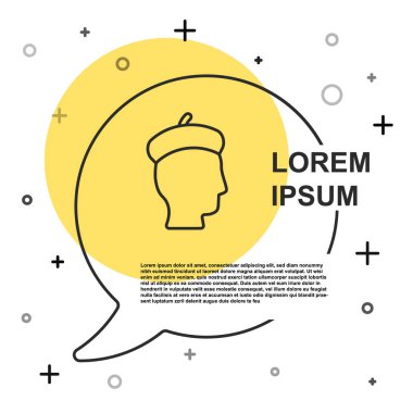 Beyaz arka planda siyah çizgili Fransız adam simgesi var. Rastgele dinamik şekiller. Vektör