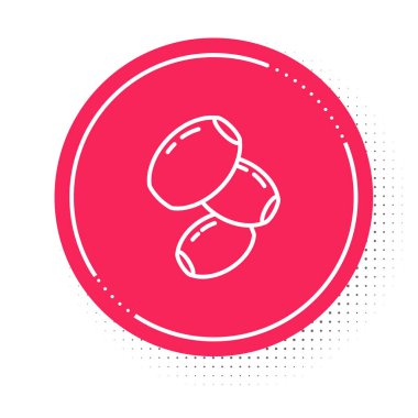 Beyaz zeytin çizgisi simgesi beyaz arkaplanda izole edildi. Kırmızı daire düğmesi. Vektör