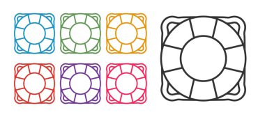 Beyaz arkaplanda Lifebuoy simgesini ayır. Can simidi sembolü. Simgeleri renklendirin. Vektör