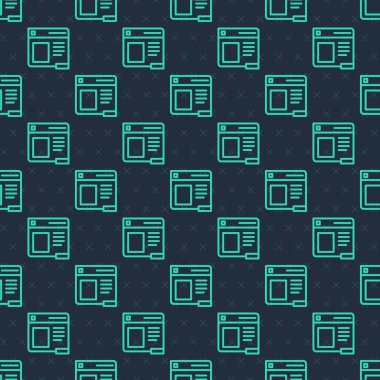 Yeşil çizgi Tarayıcı pencere simgesi mavi arkaplanda izole edilmiş pürüzsüz desen. Vektör