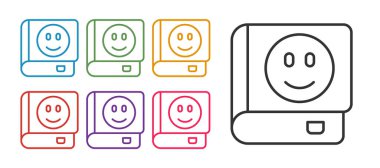 Satır Kitabı simgesini beyaz arkaplanda izole et. Simgeleri renklendirin. Vektör