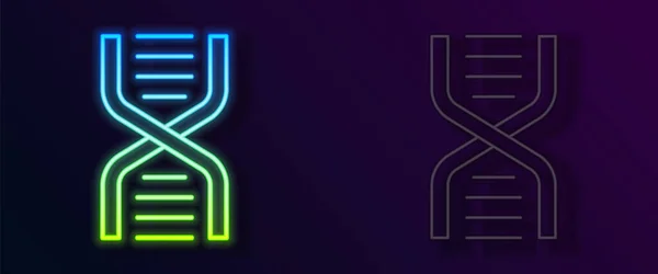 Ícone de símbolo de DNA de linha de néon brilhante isolado no fundo preto. Vetor —  Vetores de Stock