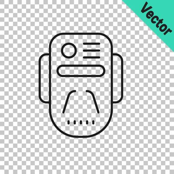 Black line Symbol für Roboter mit künstlicher Intelligenz isoliert auf transparentem Hintergrund. Maschinelles Lernen, Cloud Computing. Vektor — Stockvektor